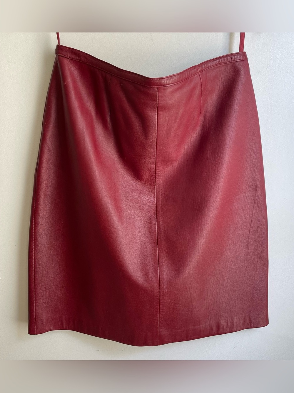 Vintage Y2K Mixit Red Leather Knee Length Skirt Lined Size 12